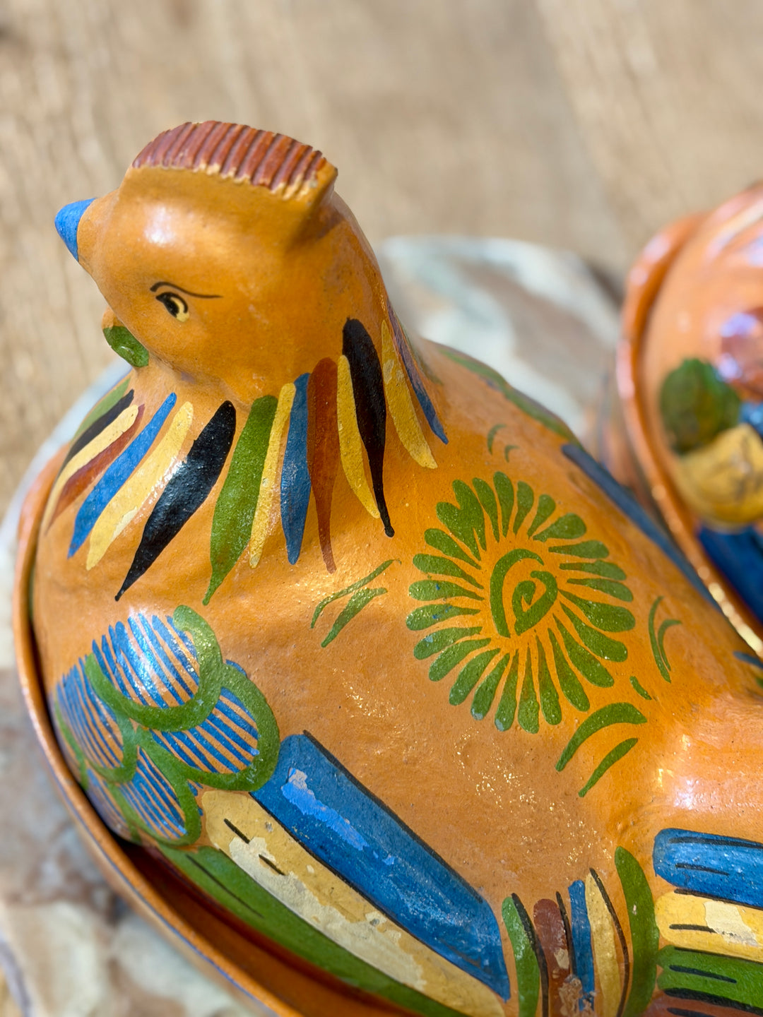 Vintage Mexican Tlaquepaque Folk Art Pottery Hen Covered Casserole | A