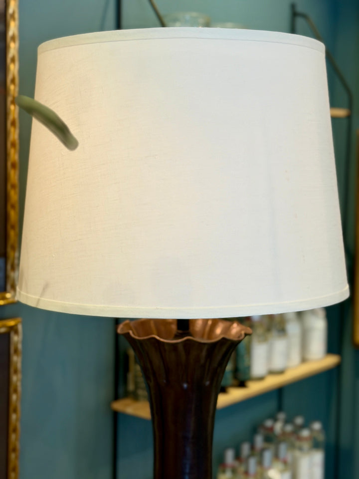 Tall Vintage Hand-Hammered Bronze Table Lamps | Pair