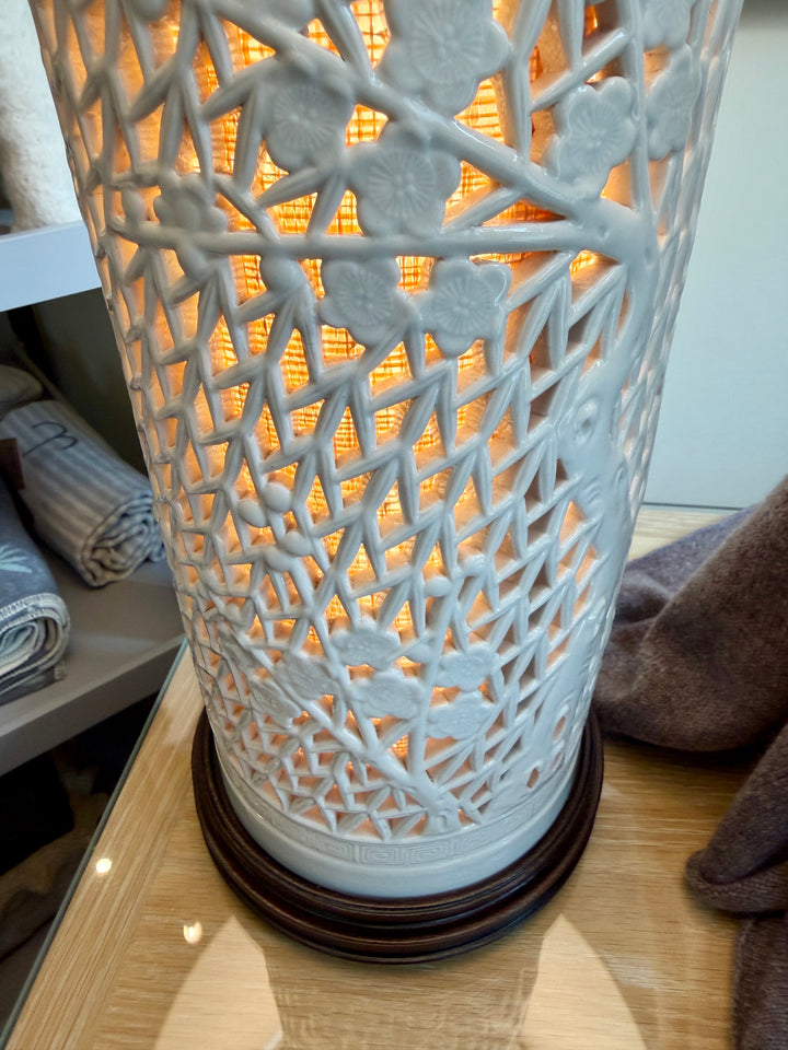Vintage Ceramic Lattice Table Lamps | Pair