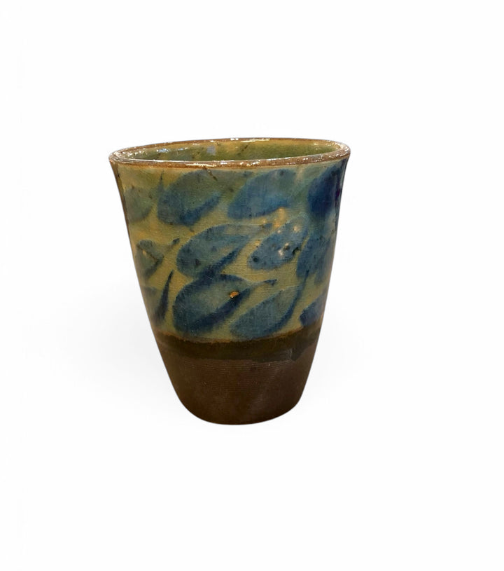 Handmade Pottery Blue Leaf Tumbler, Egypt