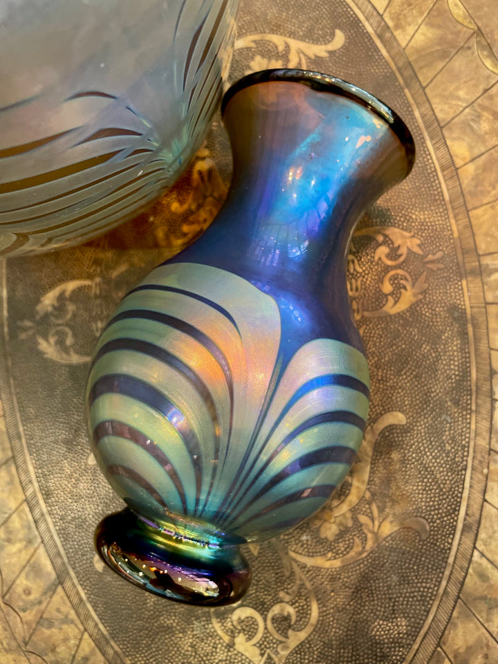 Vintage Iridescent  Art Glass Vase