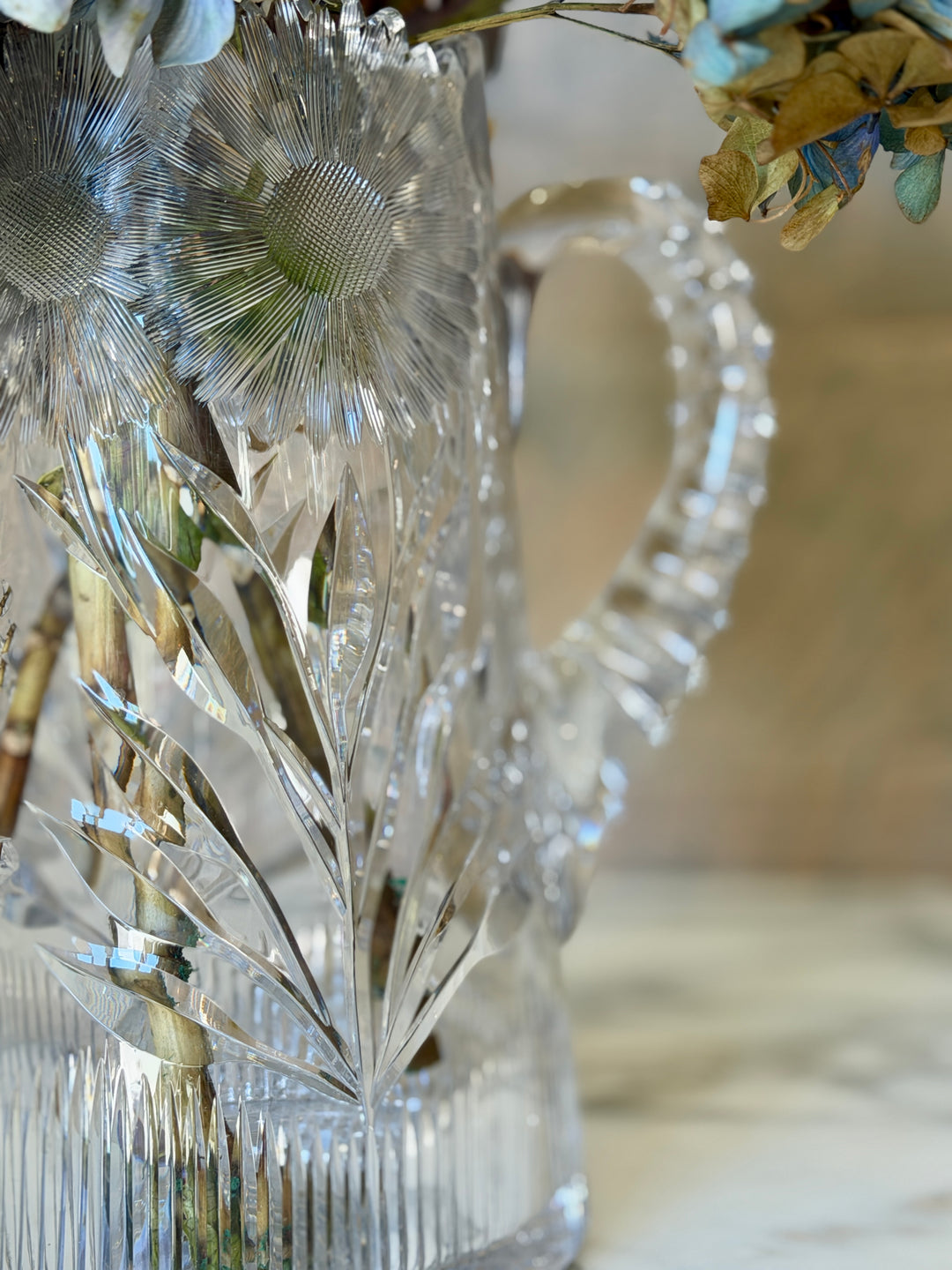 Antique American Brilliant Cut Lead Crystal Pitcher