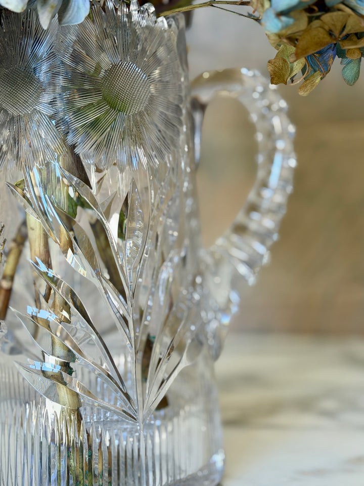 Antique American Brilliant Cut Lead Crystal Pitcher