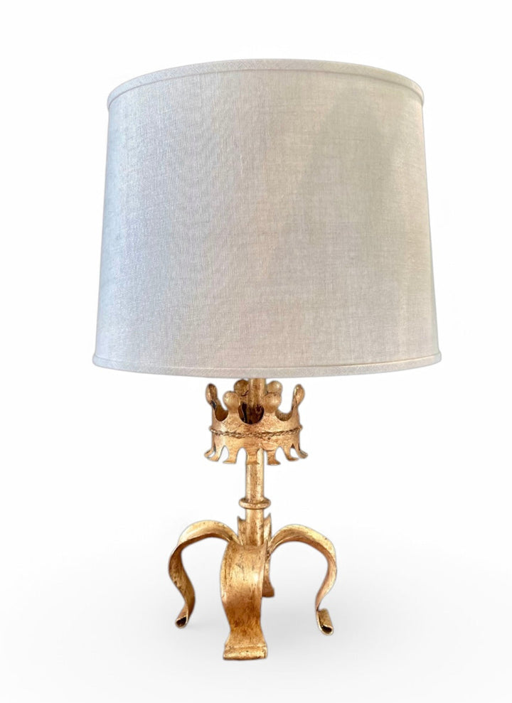 Vintage Gilded 4-Legged Lamp w/ Crown Motif