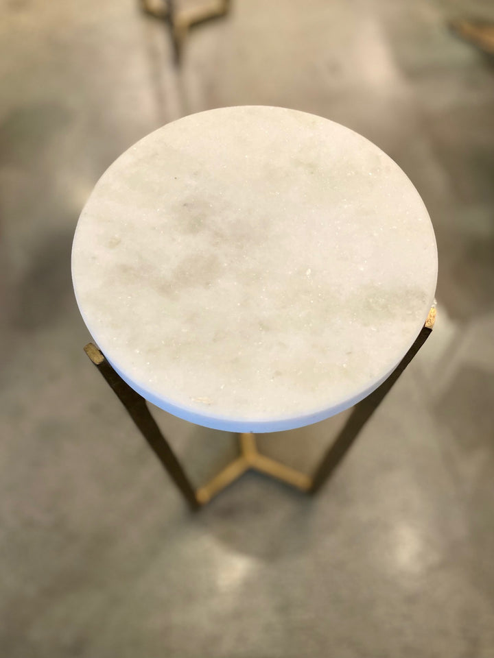 Marble Disk Table-Antique Gold