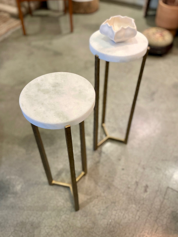 Marble Disk Table-Antique Gold