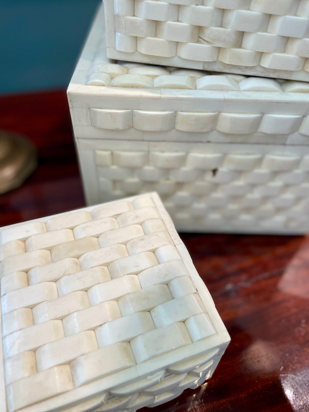 Basketweave Bone Box | M