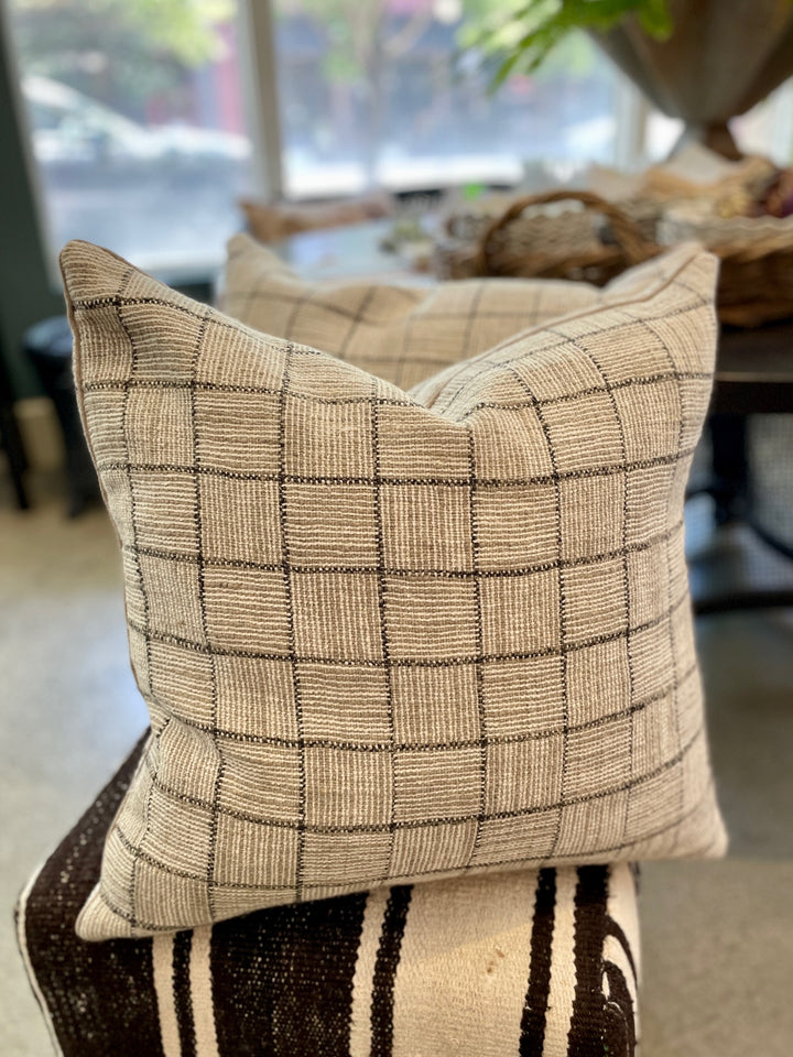 Custom 21" x 21" Pillow made from "Homespun" Wool + Linen, Italy