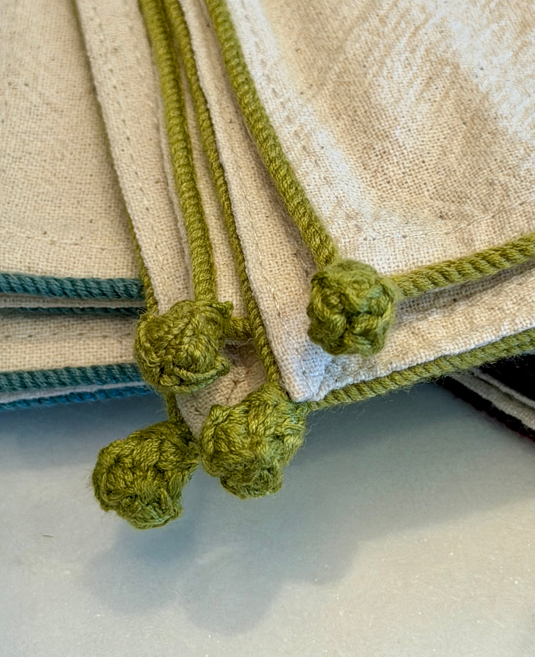 Valerie Barkowski Cotton Placemat w/ Hand Knotted Accents, Morocco | Wasabi