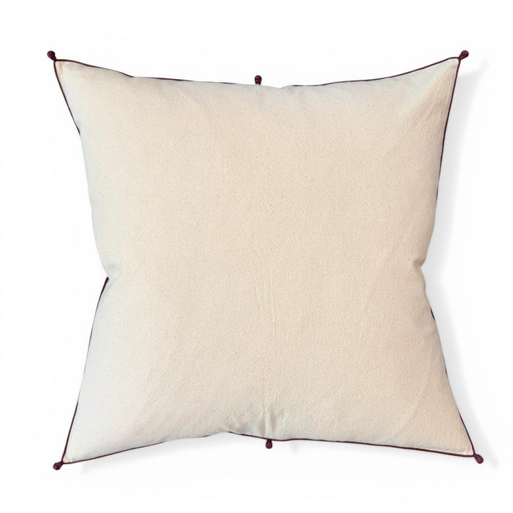 Valerie Barkowski 21" x 21" Cotton Pillow w/ Hand Knotted Accents, Morocco | Mauve