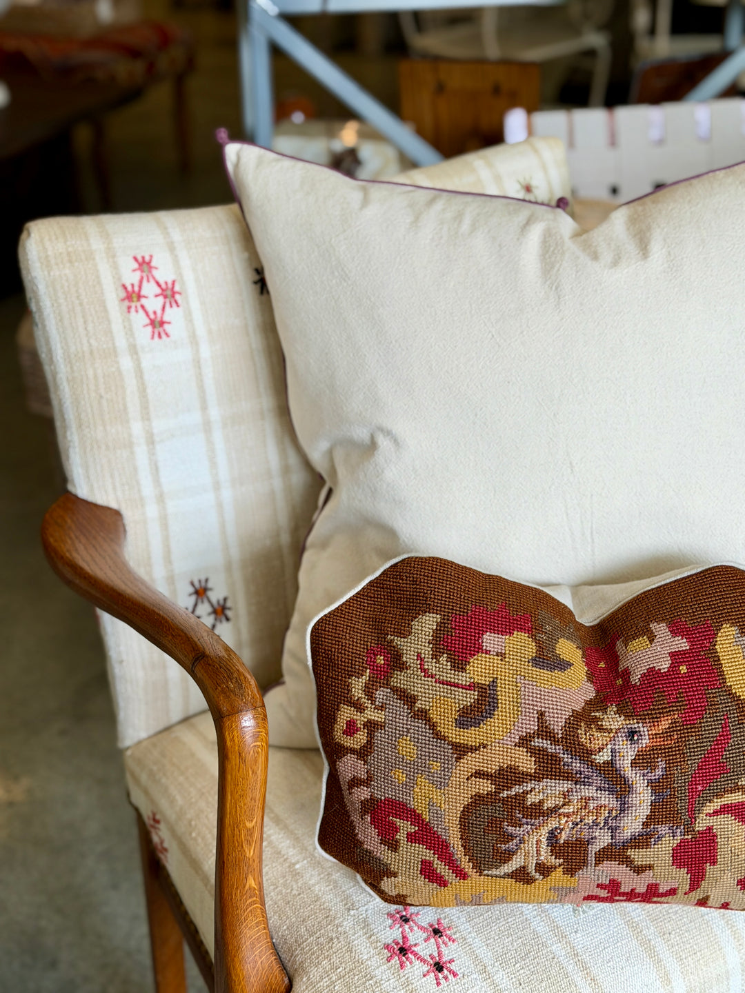 Valerie Barkowski 21" x 21" Cotton Pillow w/ Hand Knotted Accents, Morocco | Mauve