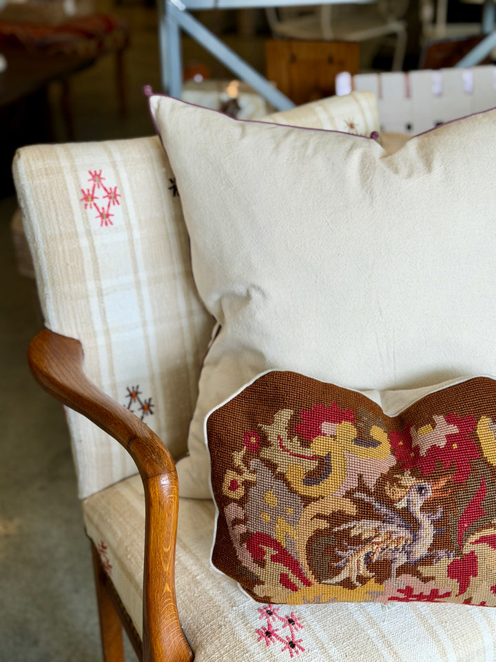 Valerie Barkowski 21" x 21" Cotton Pillow w/ Hand Knotted Accents, Morocco | Mauve