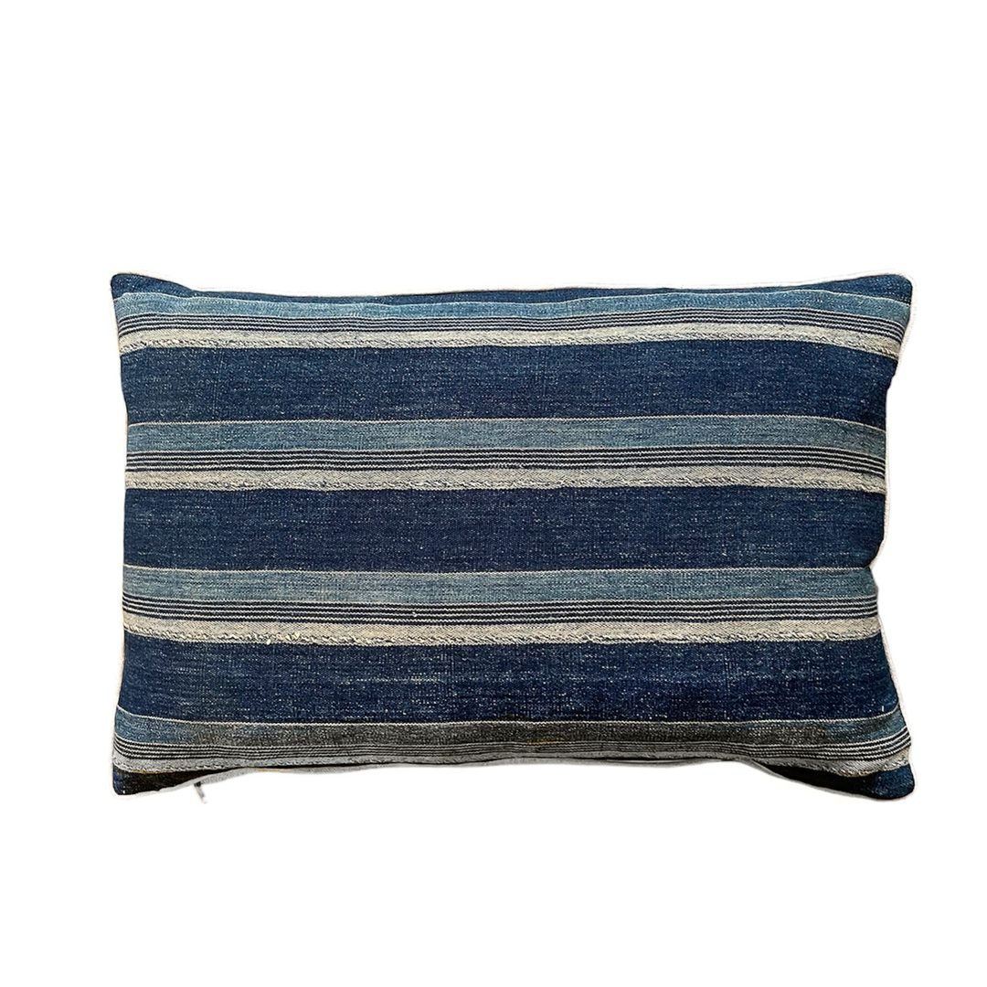 Custom 12" x 18" Pillow made from a Vintage Blue African Mud Cloth