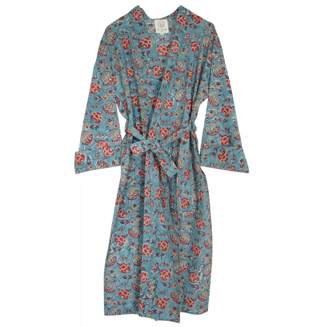 Claire Beaugrand - “Azul” Floral Printed Cotton Robe