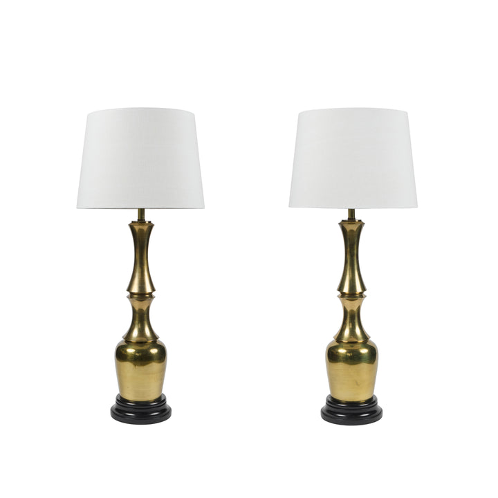 Vintage Large Scale Mid-Century Brass Table Lamps | Pair