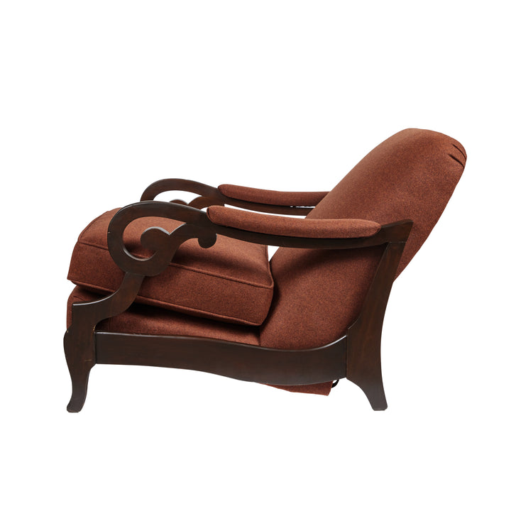 1940's Lounge Chair with  Footstool in Handsome Italian Wool  Felt