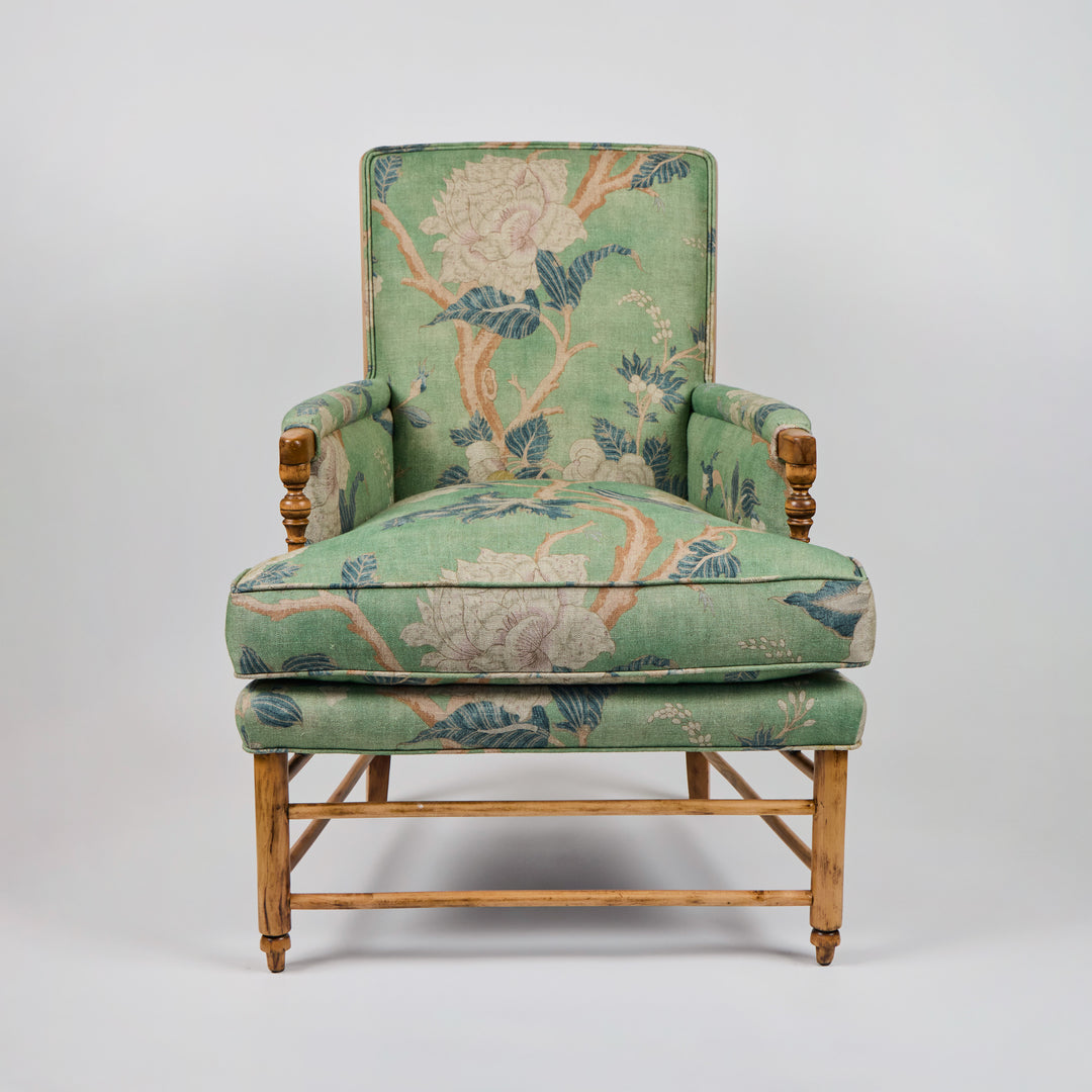 Vintage Wood Ladderback Chair Newly Upholstered
