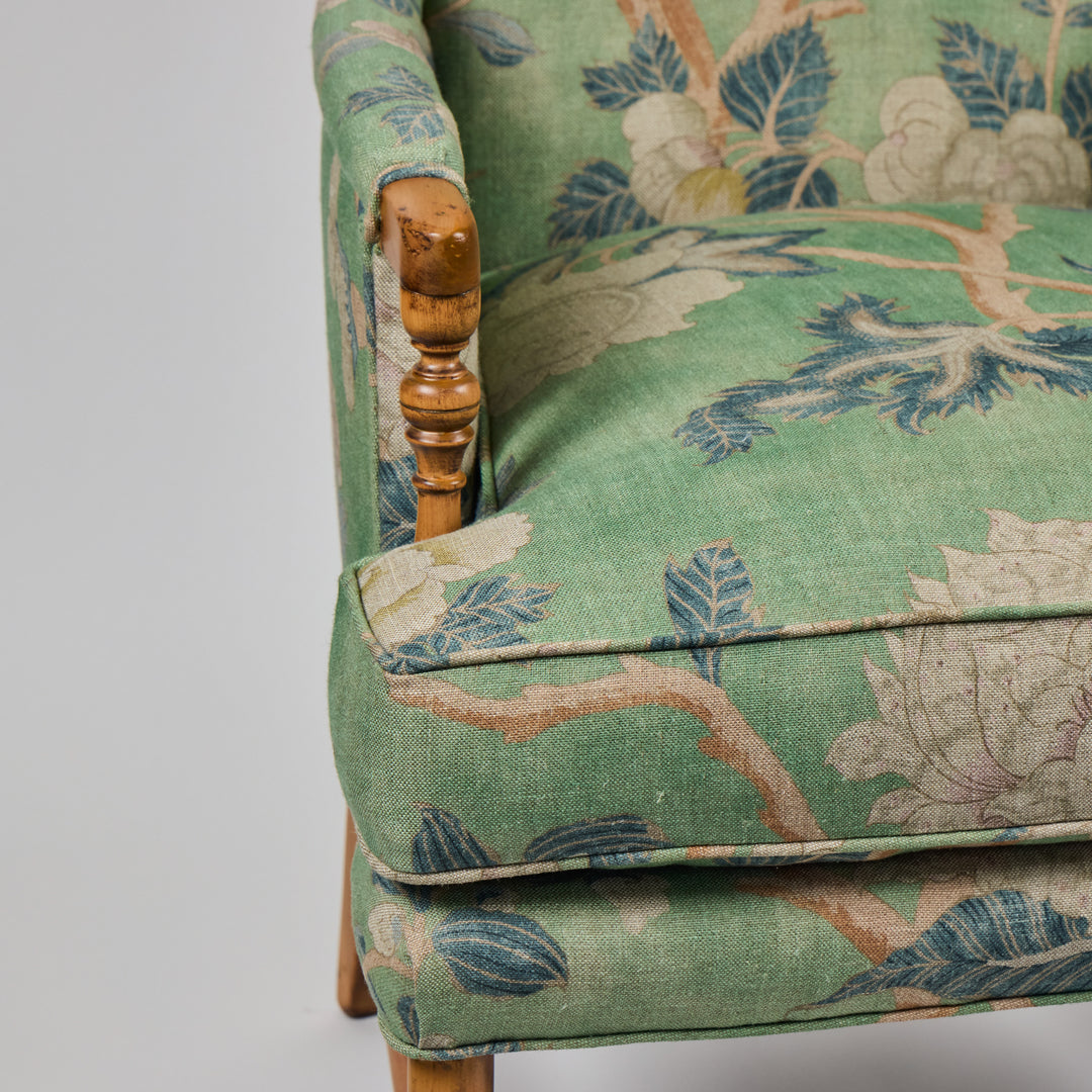 Vintage Wood Ladderback Chair Newly Upholstered
