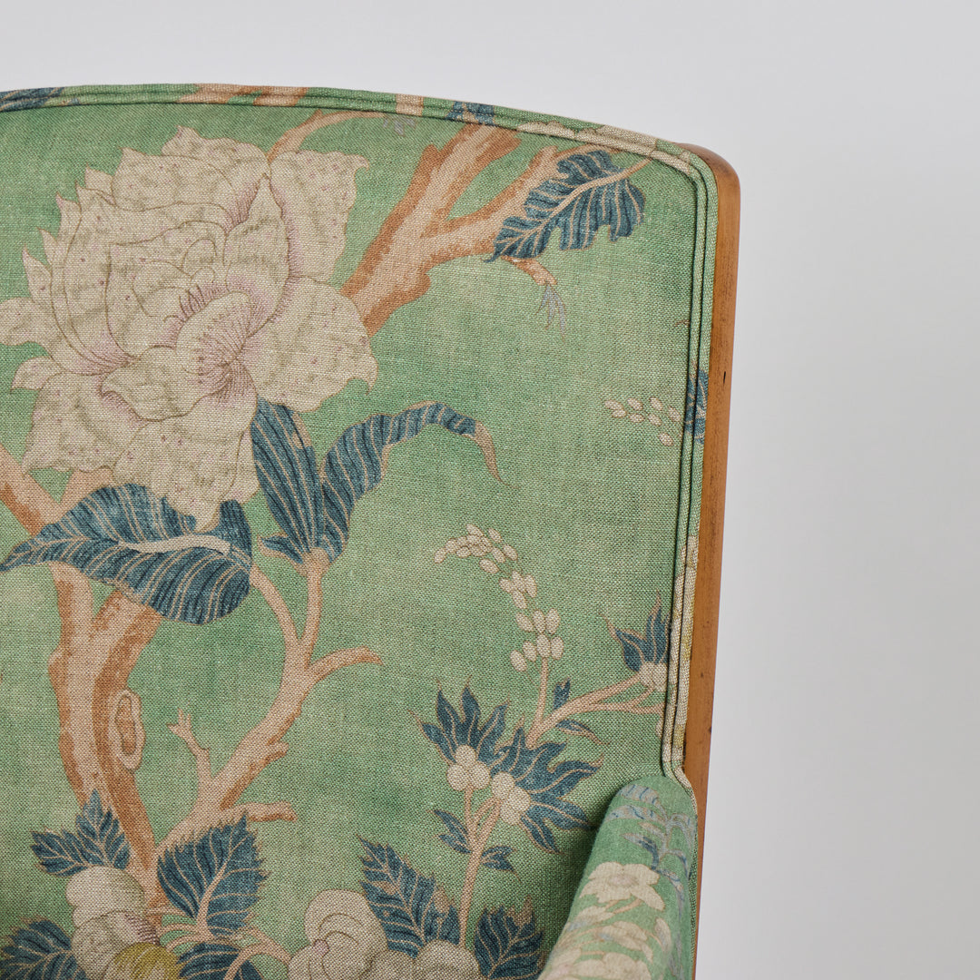 Vintage Wood Ladderback Chair Newly Upholstered