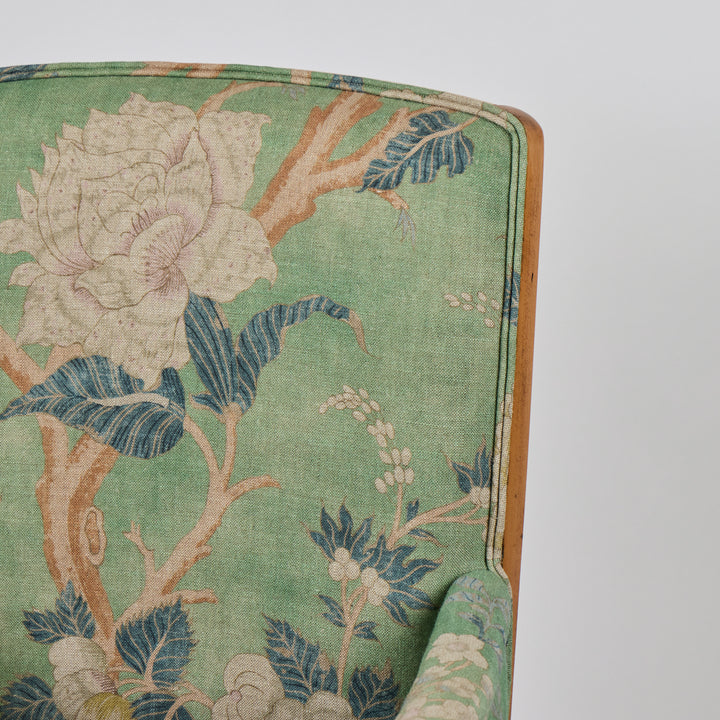 Vintage Wood Ladderback Chair Newly Upholstered