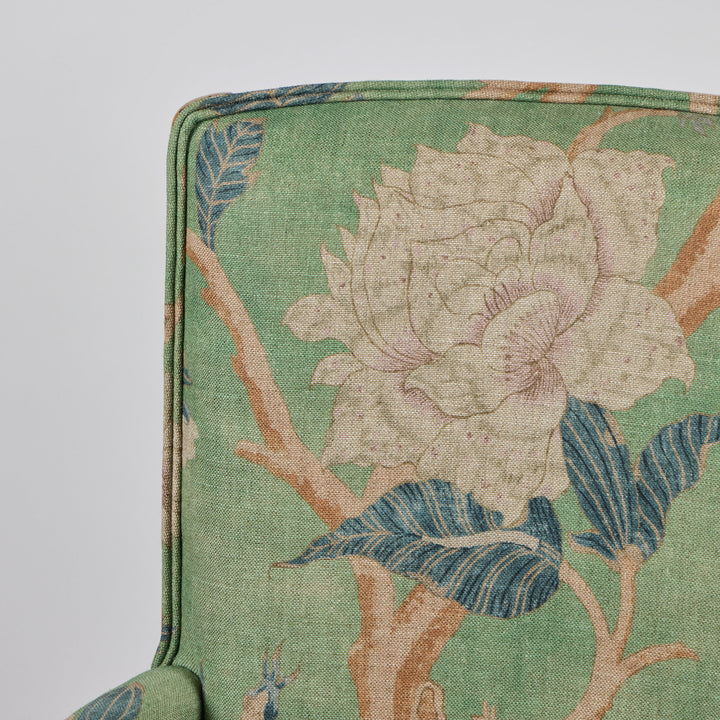 Vintage Wood Ladderback Chair Newly Upholstered