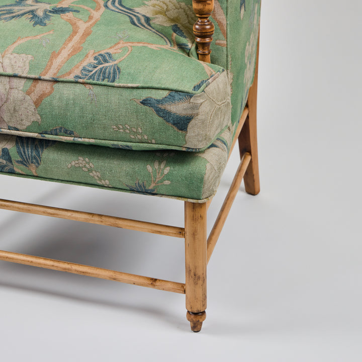 Vintage Wood Ladderback Chair Newly Upholstered