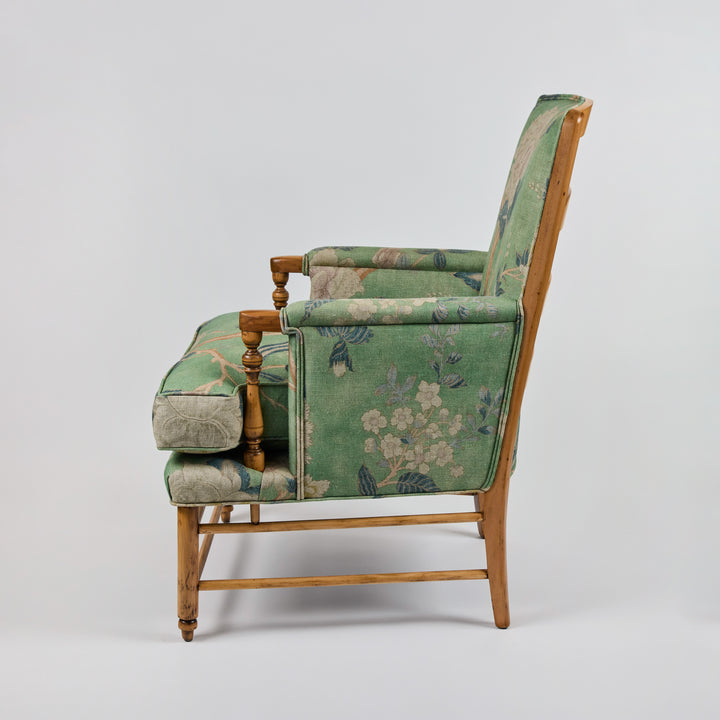 Vintage Wood Ladderback Chair Newly Upholstered