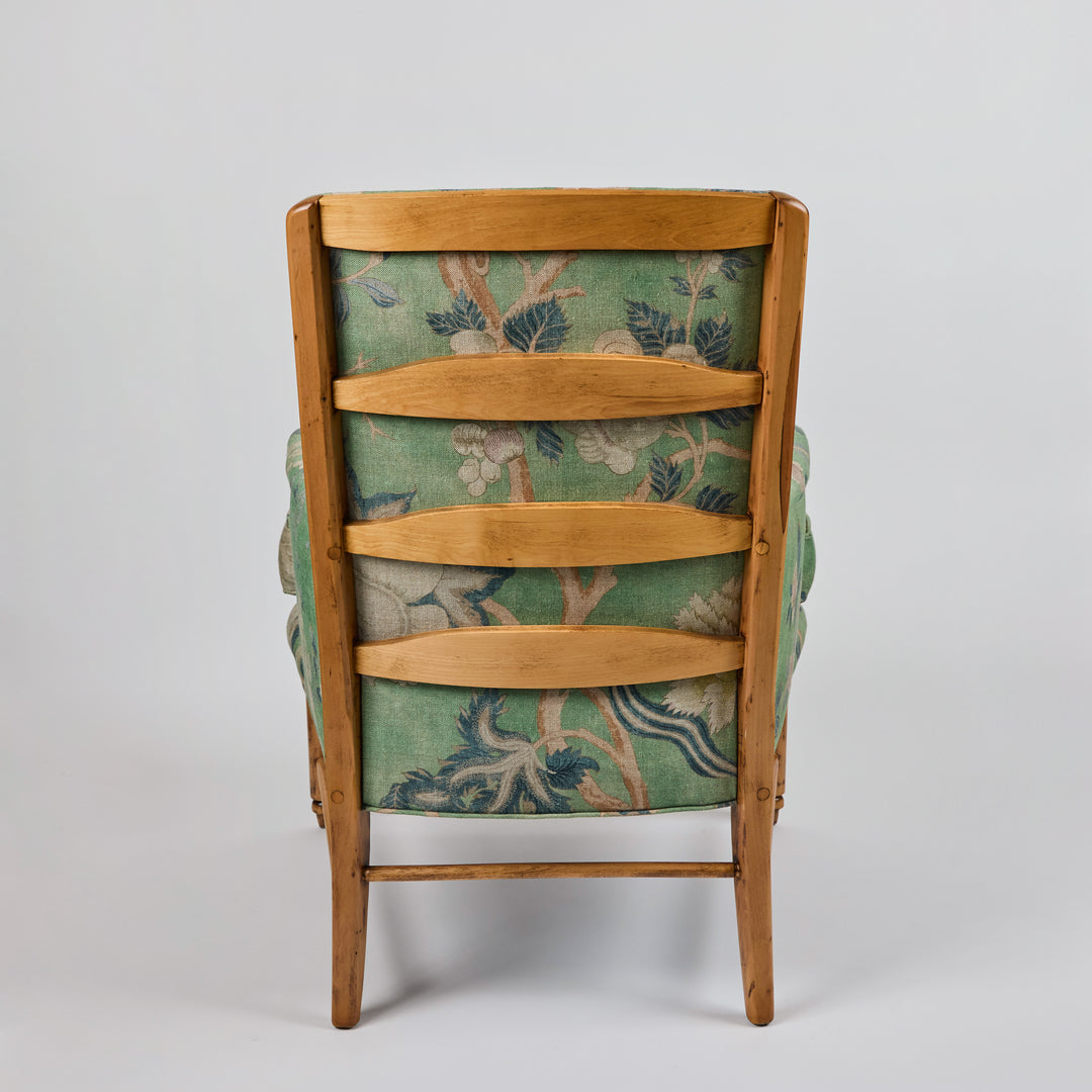 Vintage Wood Ladderback Chair Newly Upholstered