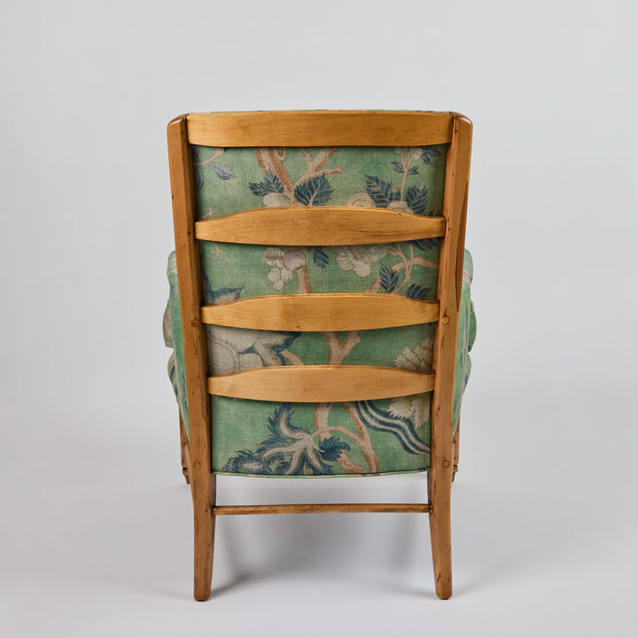 Vintage Wood Ladderback Chair Newly Upholstered