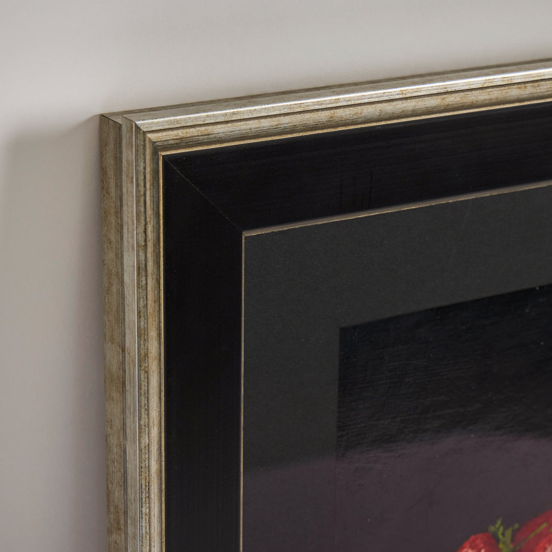 Vintage Oil  Still Life Painting of Strawberries