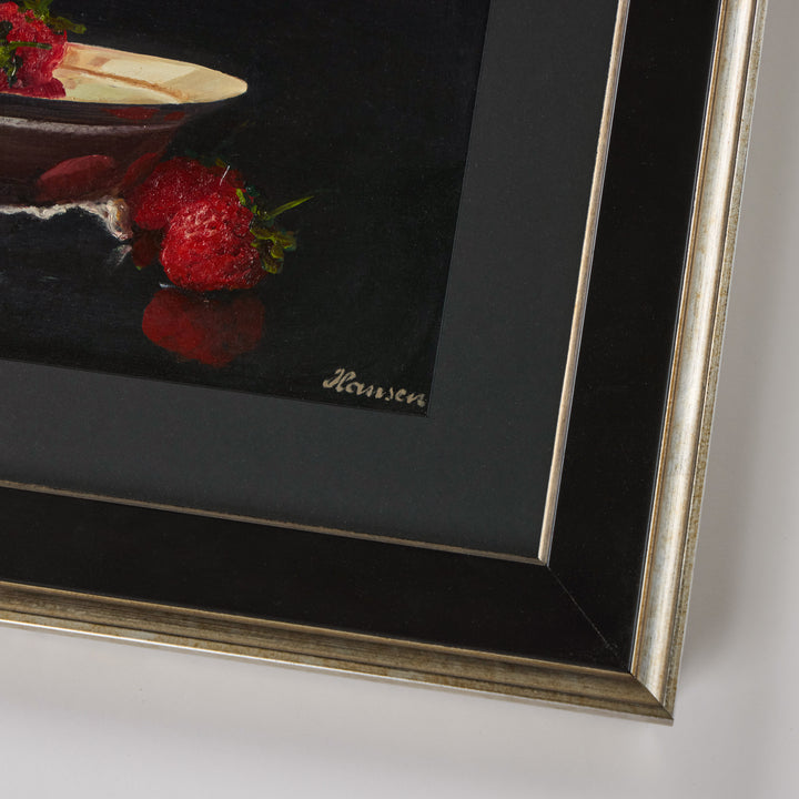 Vintage Oil  Still Life Painting of Strawberries