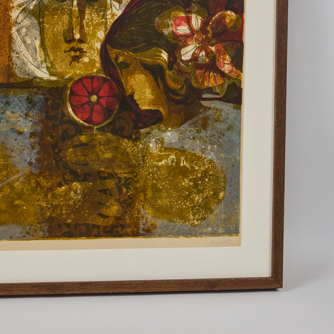 Vintage Lithograph Titled 'Couple' by Spanish Artist Alvar (Àlvar Suñol)