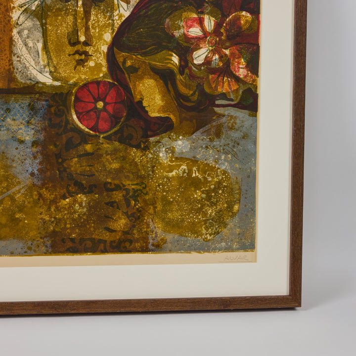 Vintage Lithograph Titled 'Couple' by Spanish Artist Alvar (Àlvar Suñol)