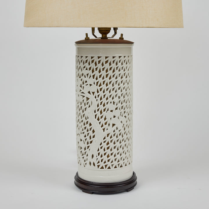Vintage Ceramic Lattice Table Lamps | Pair