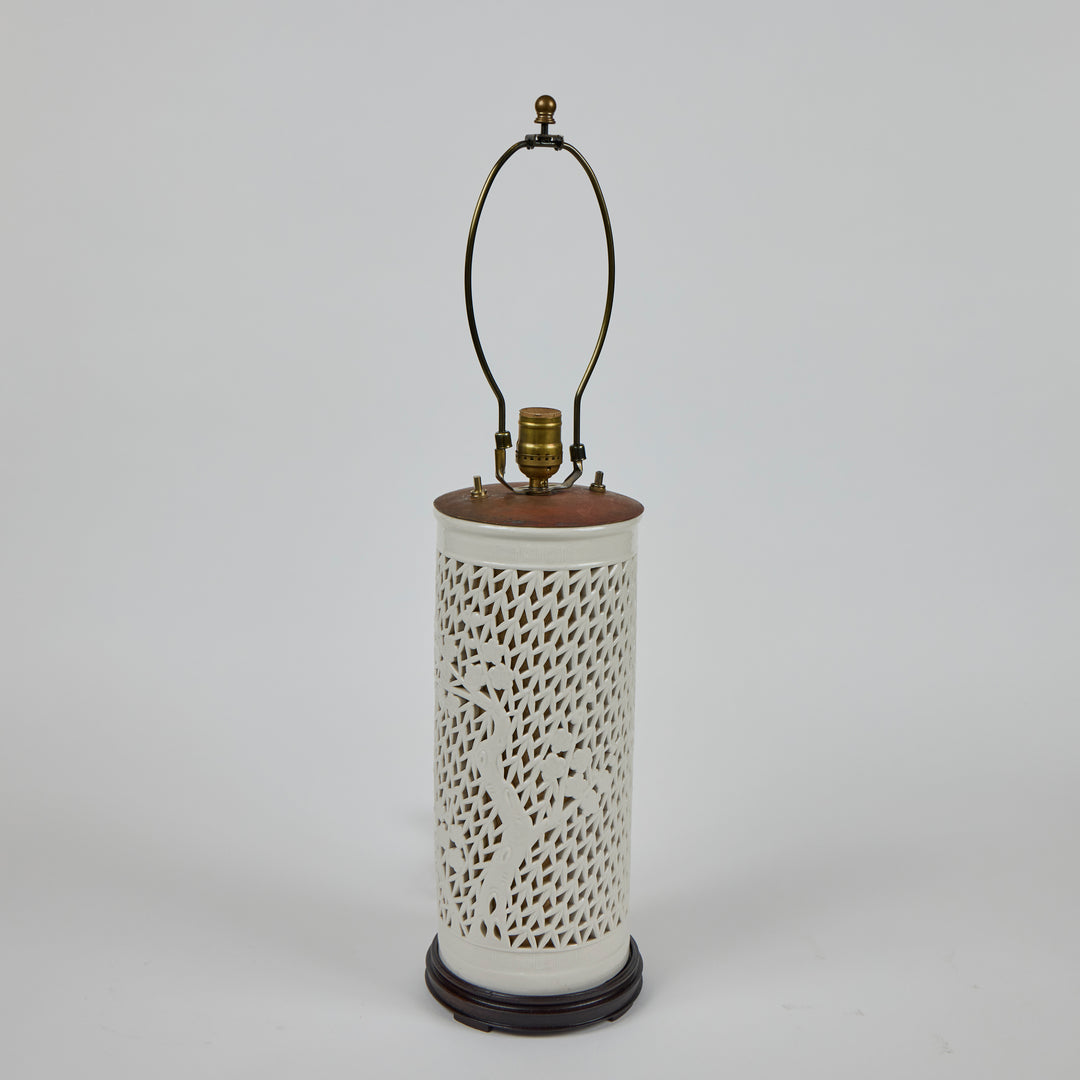 Vintage Ceramic Lattice Table Lamps | Pair