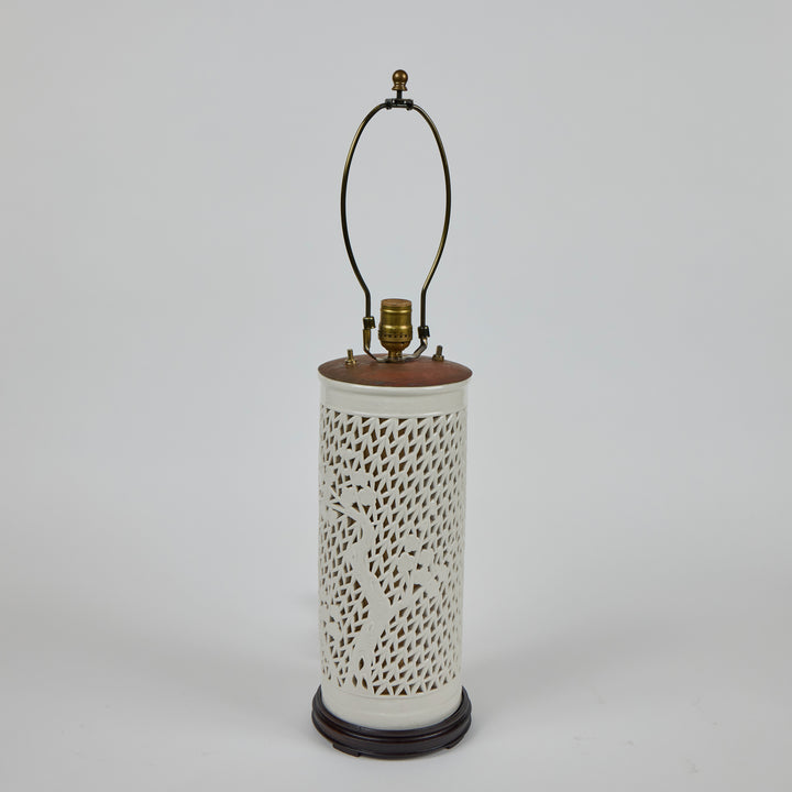 Vintage Ceramic Lattice Table Lamps | Pair