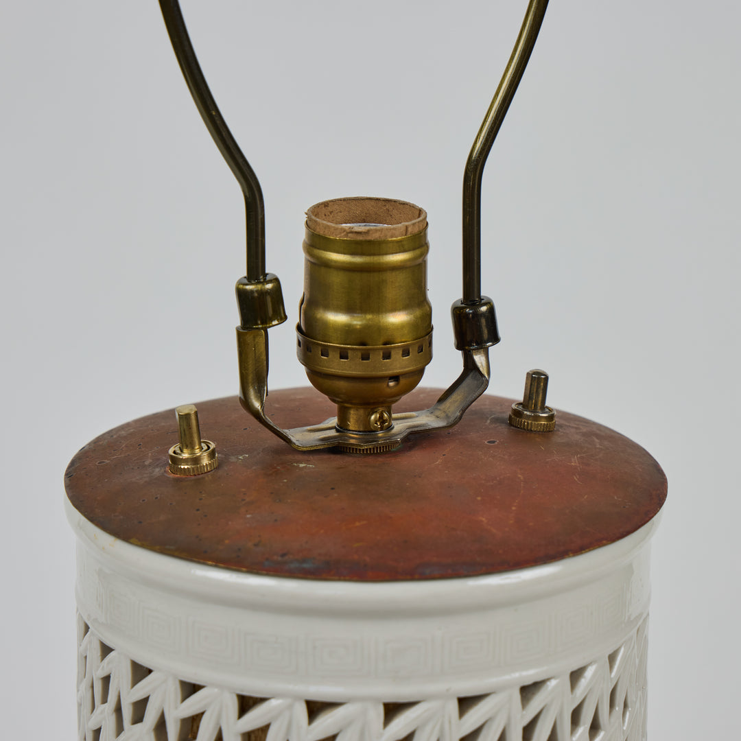 Vintage Ceramic Lattice Table Lamps | Pair
