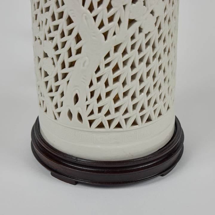 Vintage Ceramic Lattice Table Lamps | Pair