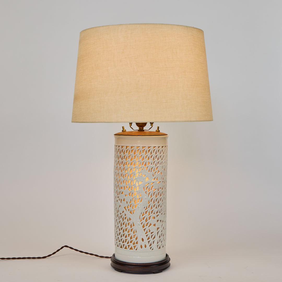Vintage Ceramic Lattice Table Lamps | Pair