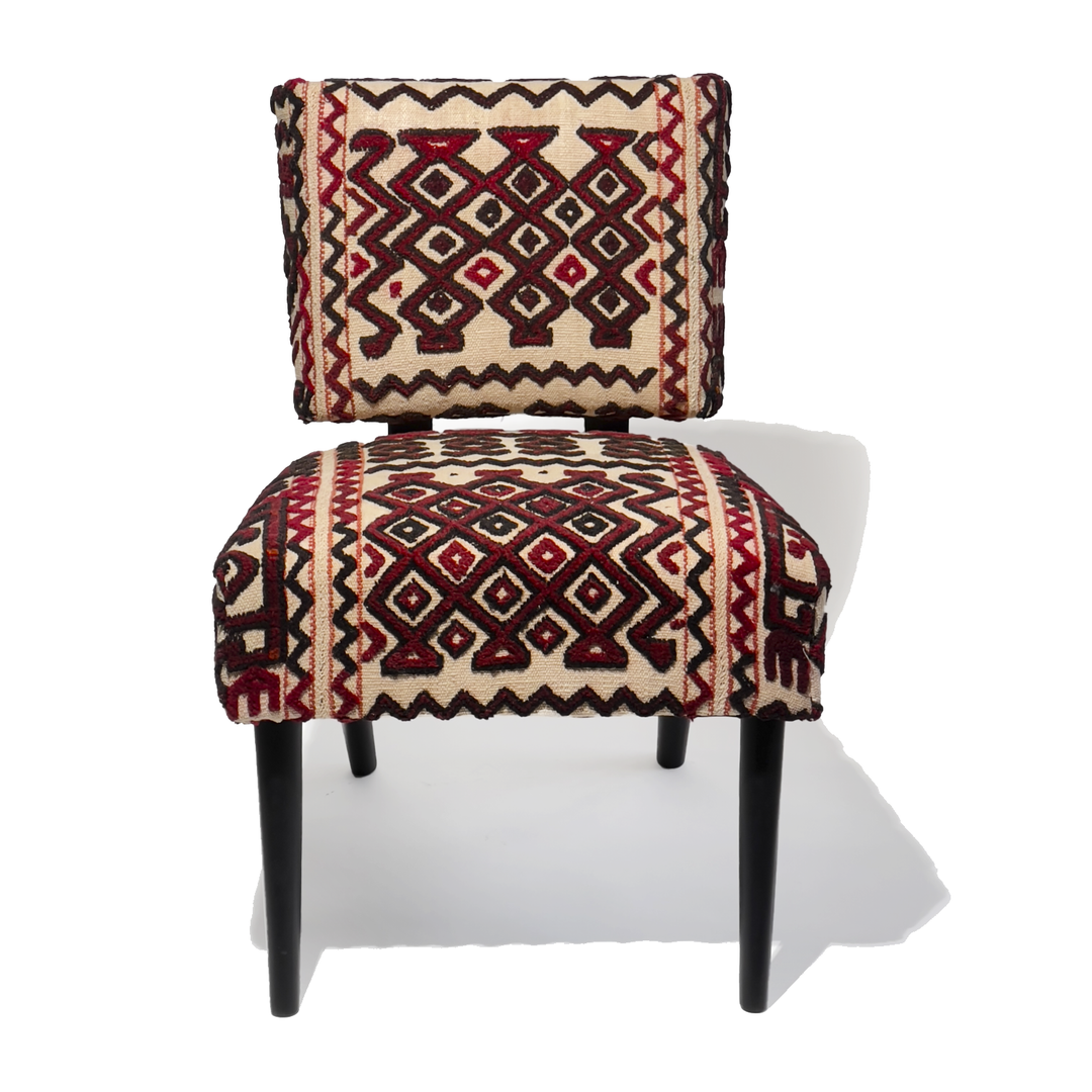 Mid-Century Side Chair Newly Upholstered in a Vintage Turkish Textile