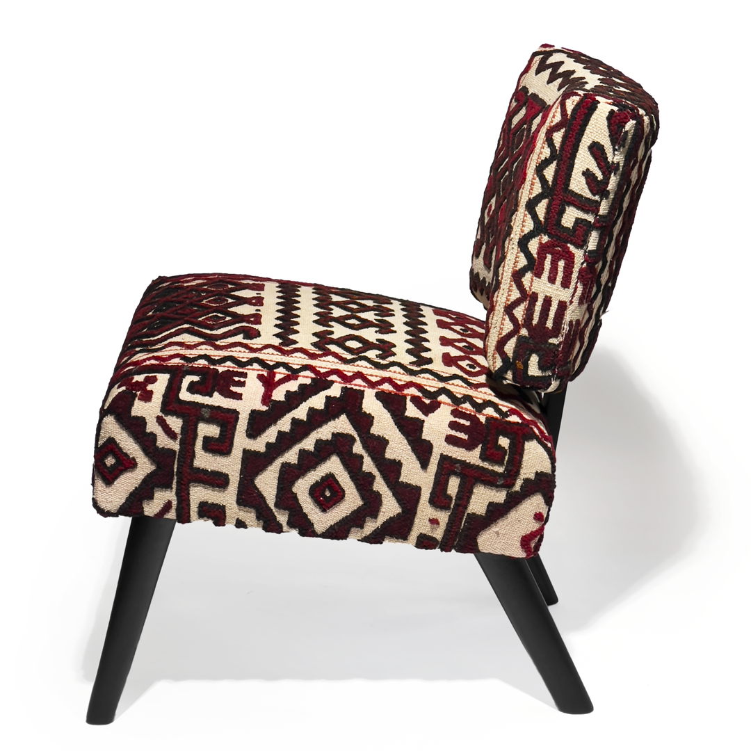 Mid-Century Side Chair Newly Upholstered in a Vintage Turkish Textile