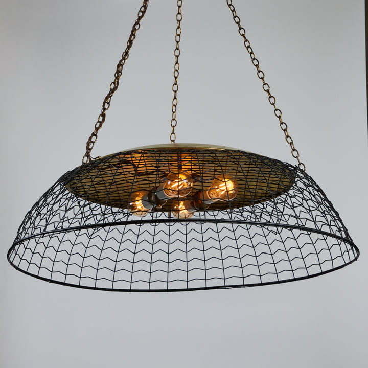 Vintage Wire Basket Pendant, Newly wired