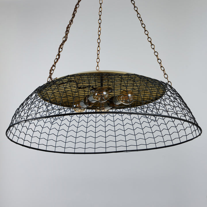 Vintage Wire Basket Pendant, Newly wired