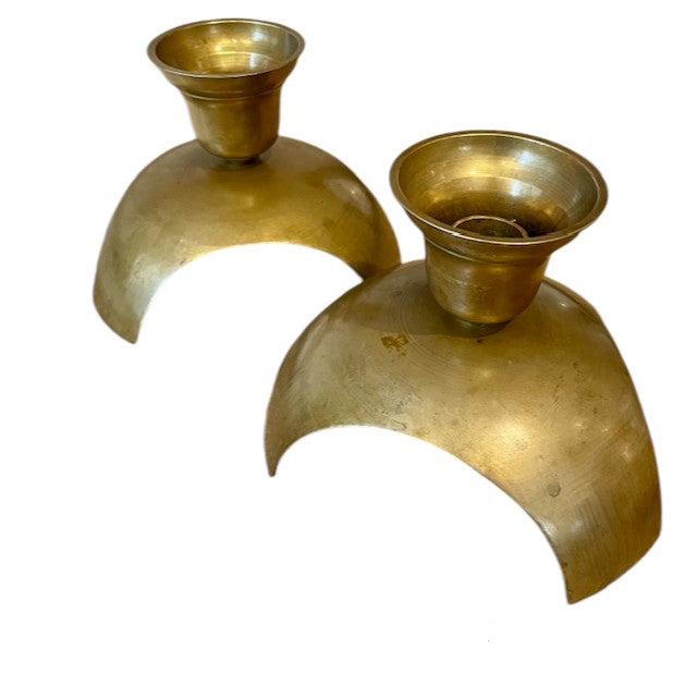 Vintage Brass Candle Holders on Tripod Base | Pair