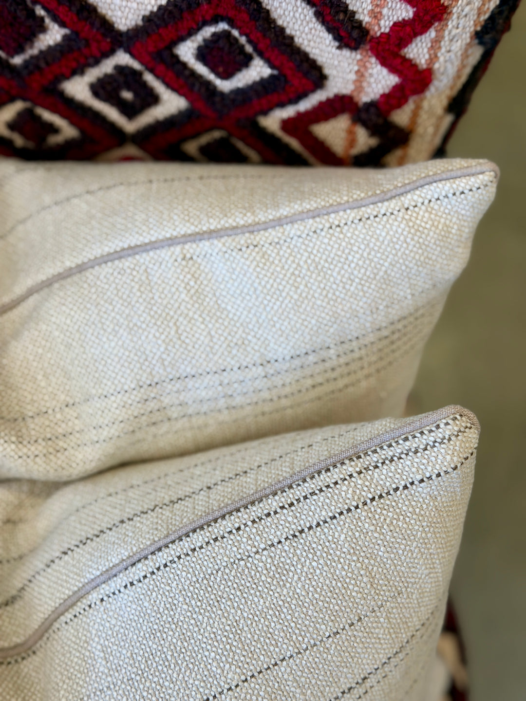 Custom 12" x 18" Pillow in a Cotton-Blend Flax + Grey Fabric w/ Random Lines