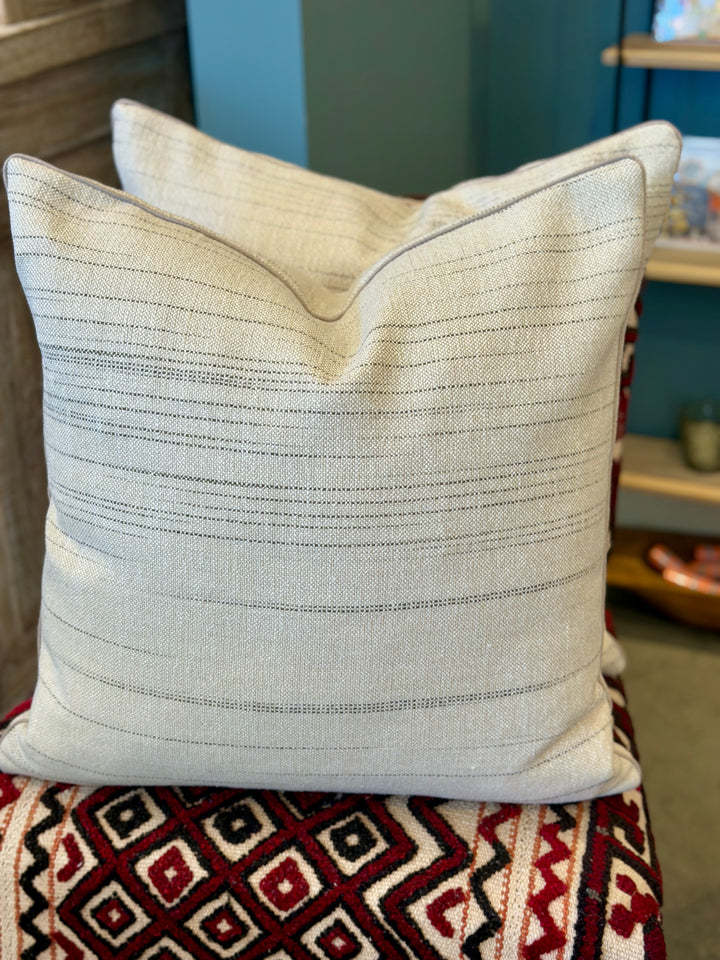 Custom 20" x 20" Pillow in a Cotton-Blend Flax + Grey Fabric w/ Random Lines