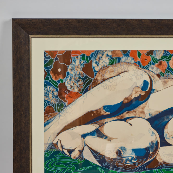 Vintage Carl E. Schwartz Signed Lithograph of Reclining Nude, "Heirloom I",  Newly Framed