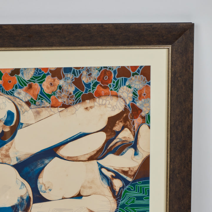 Vintage Carl E. Schwartz Signed Lithograph of Reclining Nude, "Heirloom I",  Newly Framed