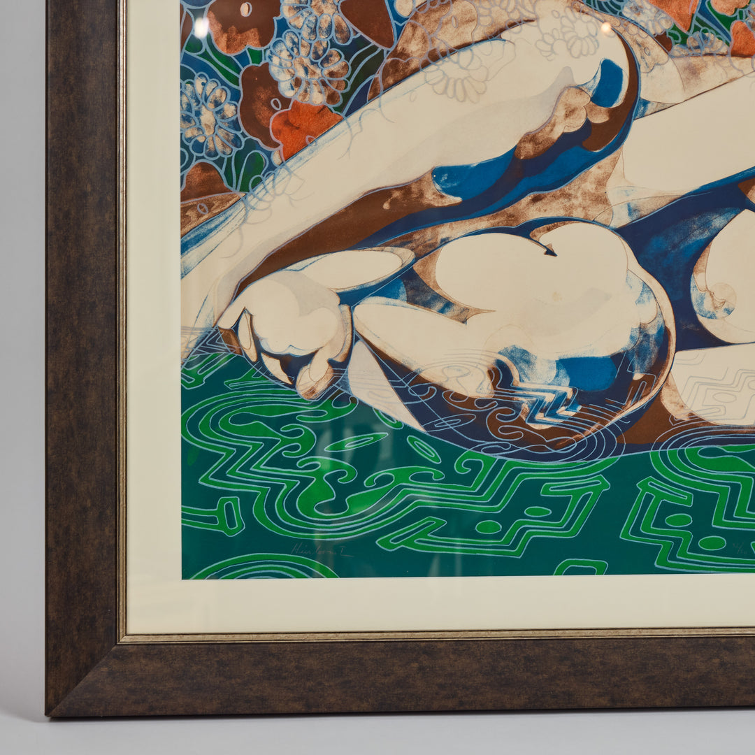 Vintage Carl E. Schwartz Signed Lithograph of Reclining Nude, "Heirloom I",  Newly Framed