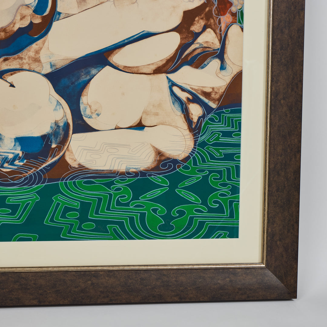 Vintage Carl E. Schwartz Signed Lithograph of Reclining Nude, "Heirloom I",  Newly Framed